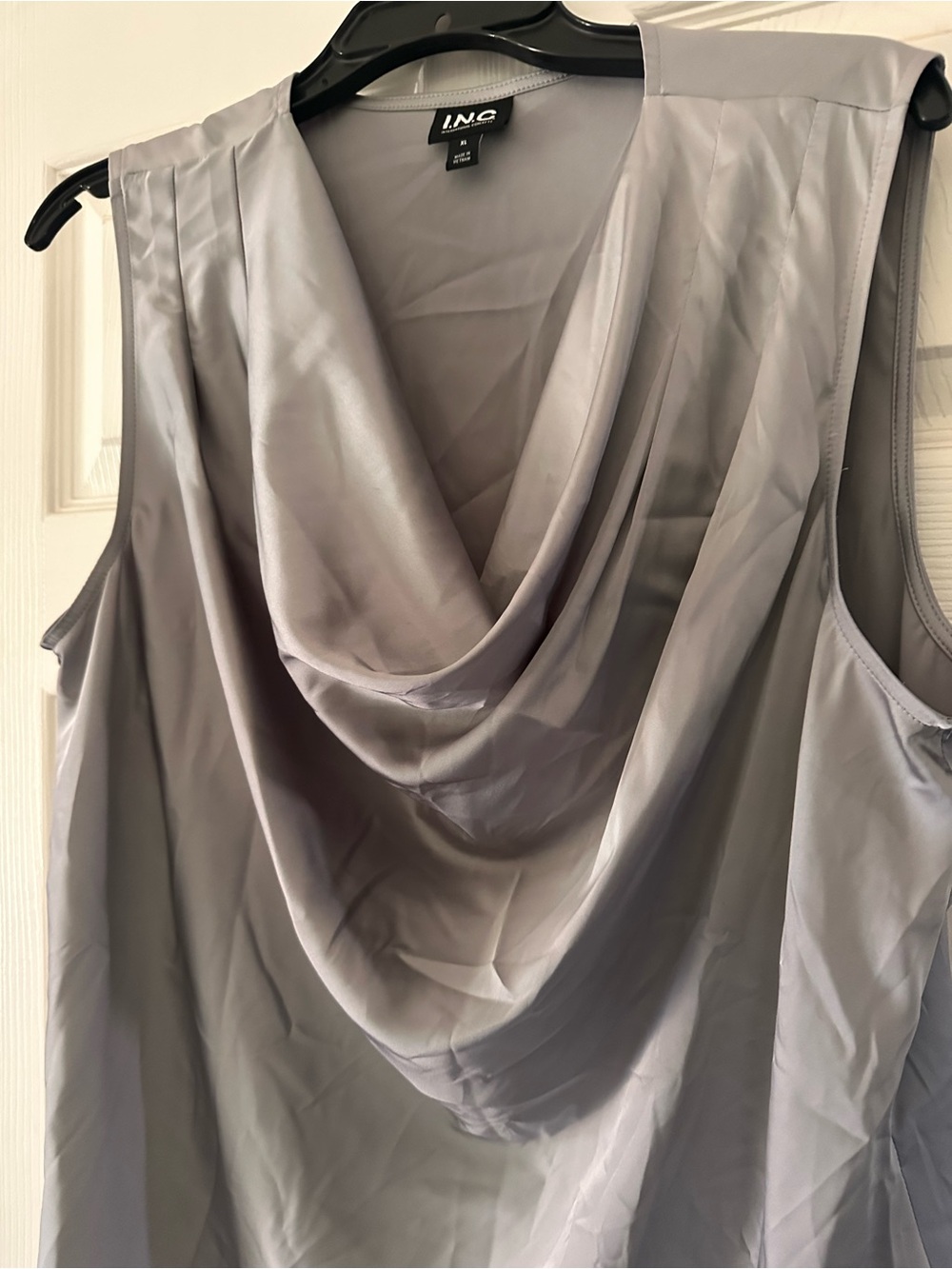 INC International Concepts Light silver Gray Cowl Neck Tank Top - Picture 2 of 4